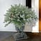 24" Feel Real® Snowy Morgan Spruce Porch Bush in Silver Brushed Plastic Urn with Cones & Champagne Berries